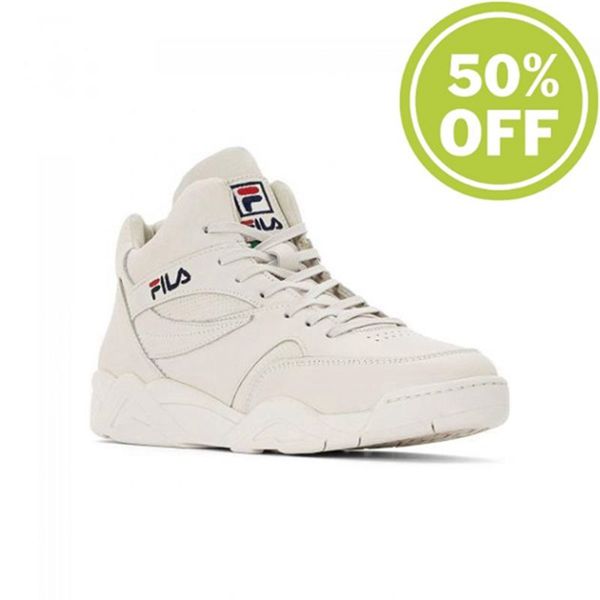 Fila Pine Mid Marshmallow Mid-Cut Men's Sneakers - Ivory,NZ 351-26740